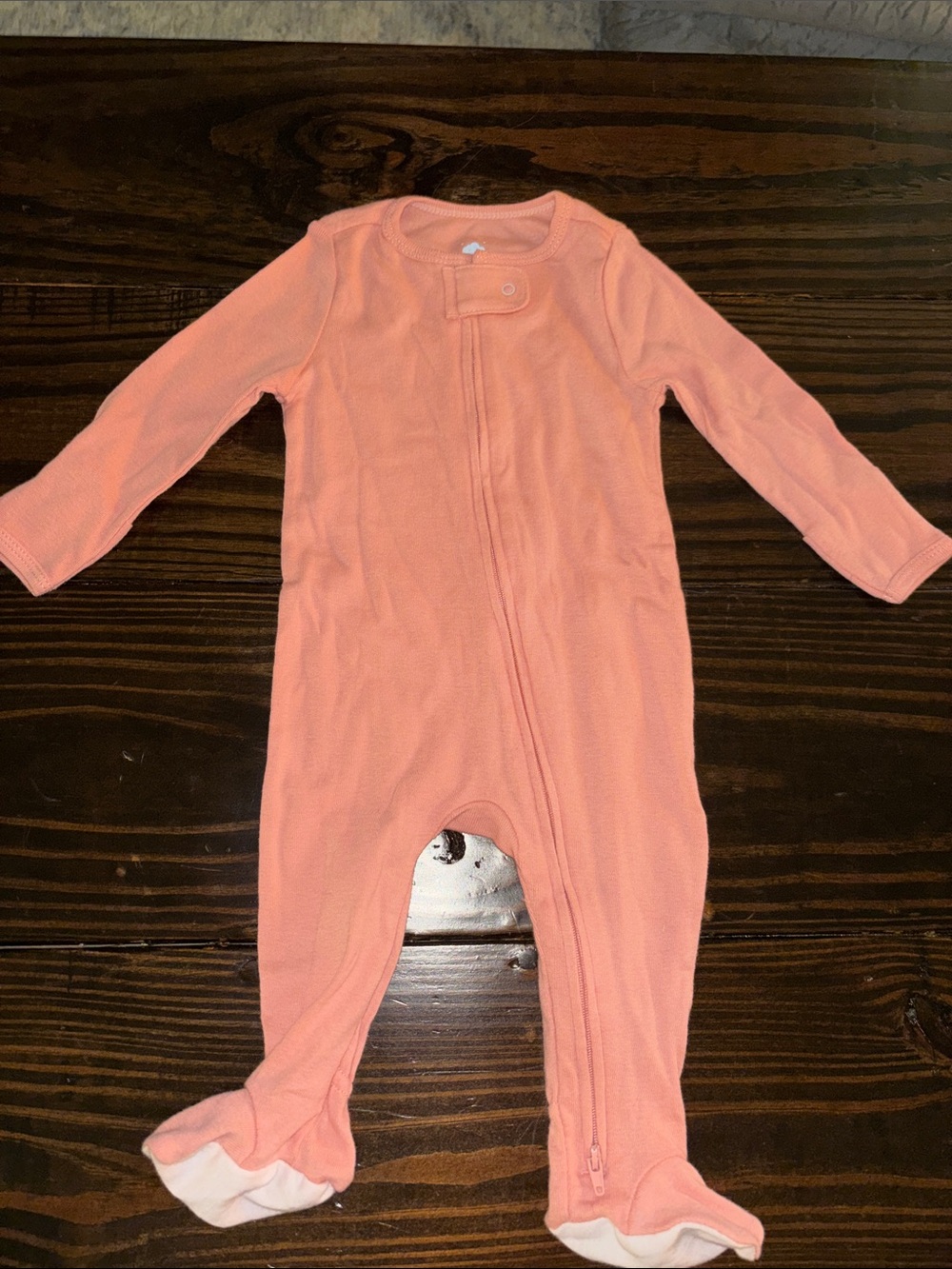 cloud island Peach Long Sleeve Footed One-Piece